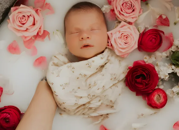 Pack Mon bain enveloppé fleuri pour bébé